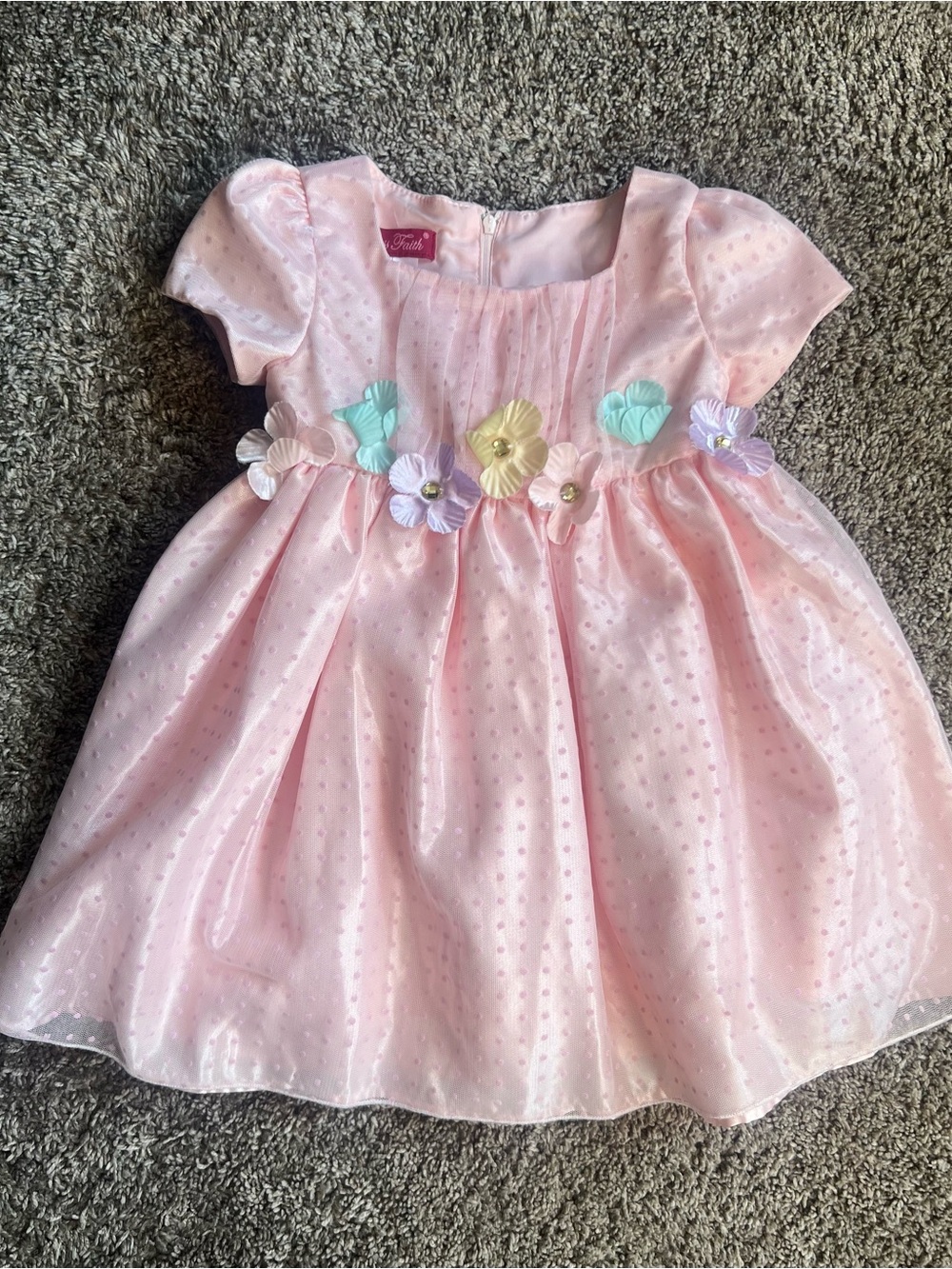 Pink Floral Appliqué Girls' Formal Dress